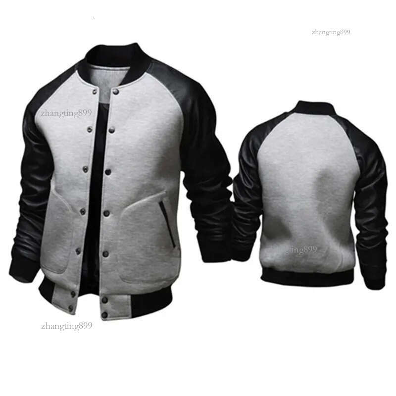 Cool College Baseball Jacket Men Fashion n Black Pu Leather Sleeve Mens Slim Fit Varsity Jacket Veste Homme J04 201118