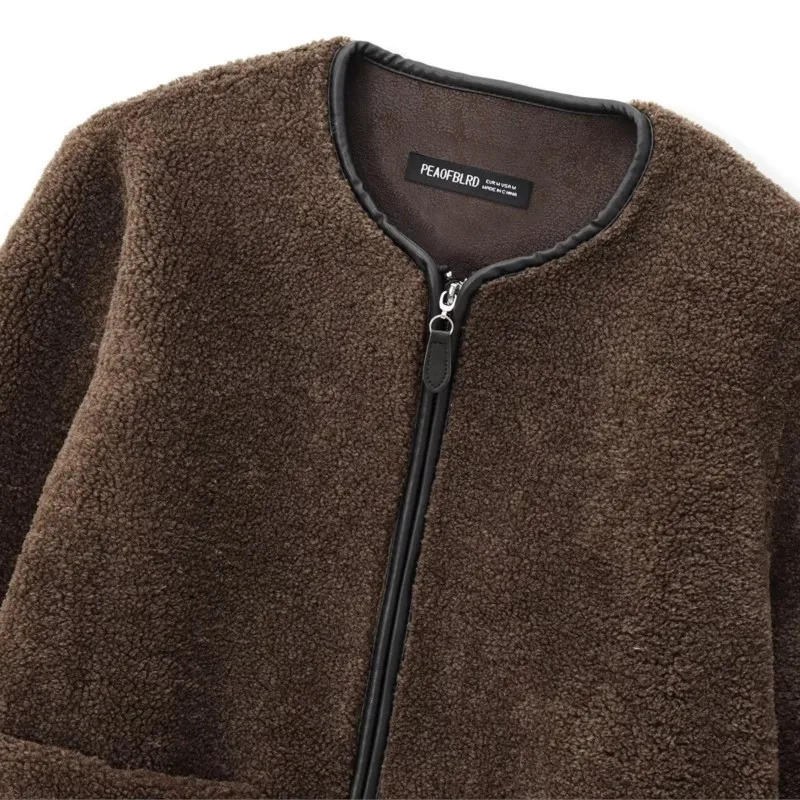 TRAF Fleece Patchwork Jacket for Women Autumn Casual Pocket Zipper O Neck Decoration Short Jacket Casual Jackets Female Jackets 241128