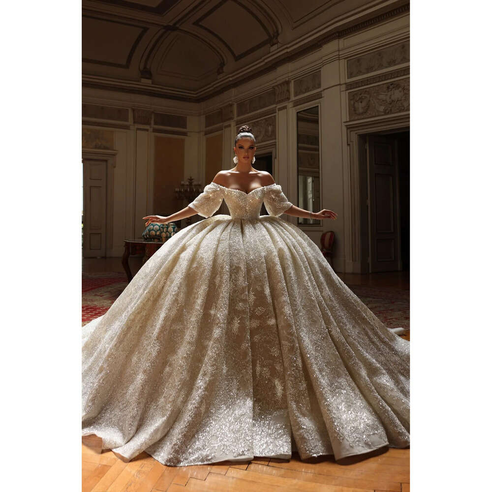 Dresses Full Lace Bridal Wedding Gowns Gorgeous Dubai Ball Gown Beading Arabic Off The Shoulder Church Vestido De Noiva Wly