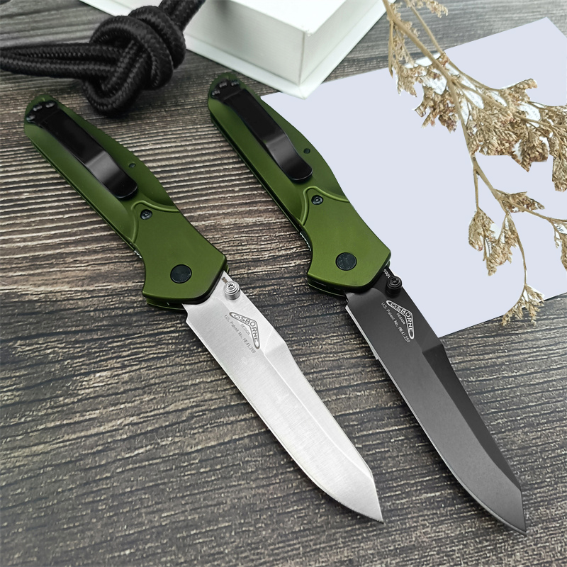 2 Models 940/940BK Osborne Folding Pocket Knife 3.4 Satin Plain Blade, Green Aluminum Handles Bailout Tactical Outdoor Survival Camping Tools BM 9400 