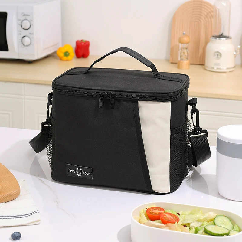 Portable Lunch Bag Food Thermal Box Durable Waterproof Office Cooler Lunchbox with Shoulder Strap Picnic for Couples Unisex 241127