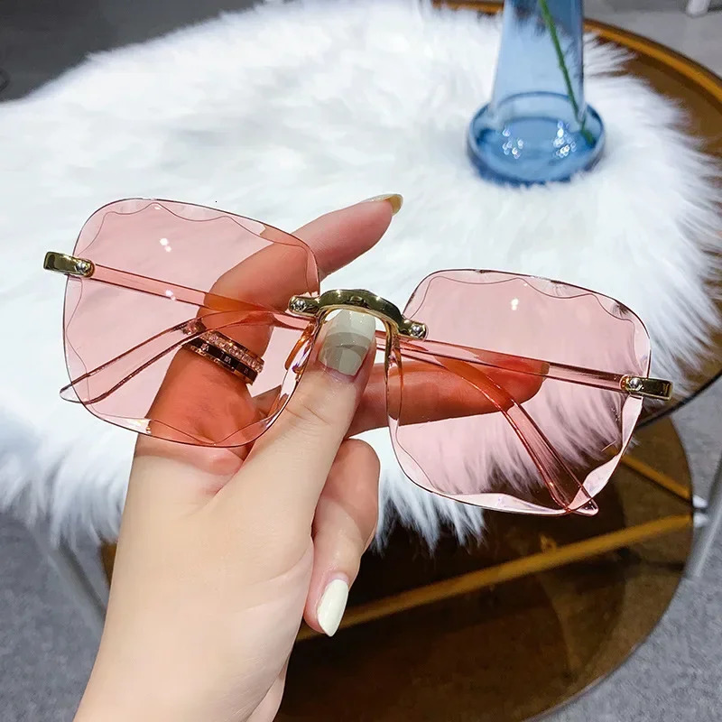 Frameless Cut Edge Sunglasses Summer Sun Visors Womens Transparent Multi-color Lenses UV400 Women Sunglasses 240426