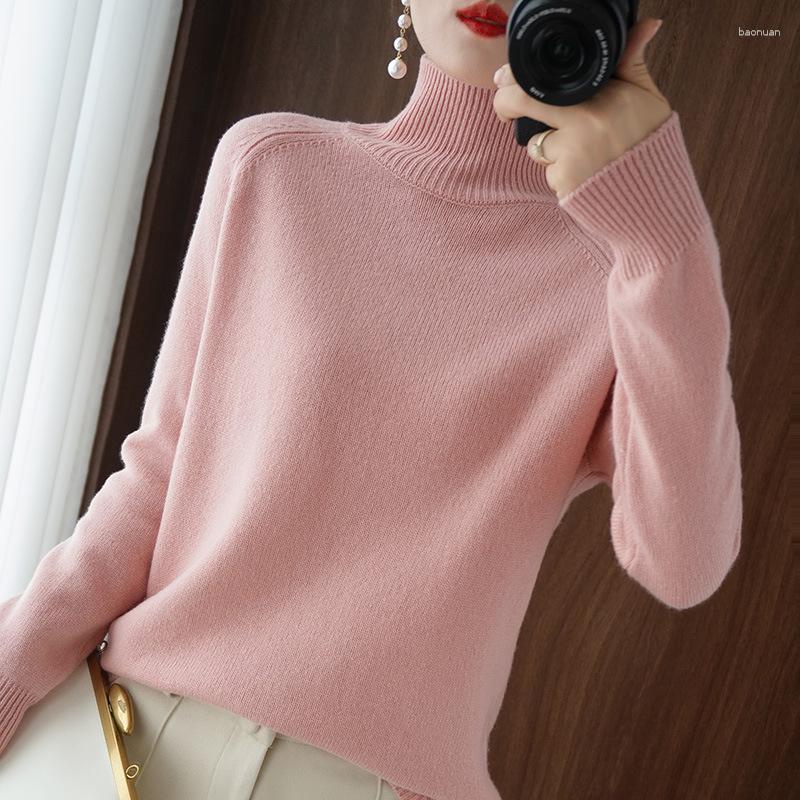 Women's Sweaters Cashmere Turtleneck Thickeneded Pullover Knitwear Autumn And Winter Style Loose Knitted Pure Color Inner Layering Shirt
