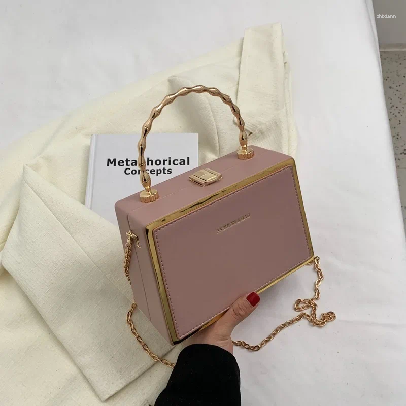 2025 NEW Totes Box Bag With Metal Handle Vintage Small Pu Leather Handbag And Purse For Women Fashion Brand Shoulder Crossbody zhanyishengli