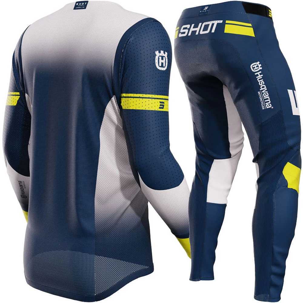 Racing Sets 2024 husqvarna Motocross Gear Set Top Off Road MX Combo Navy Moto Jersey And Pant S2411284