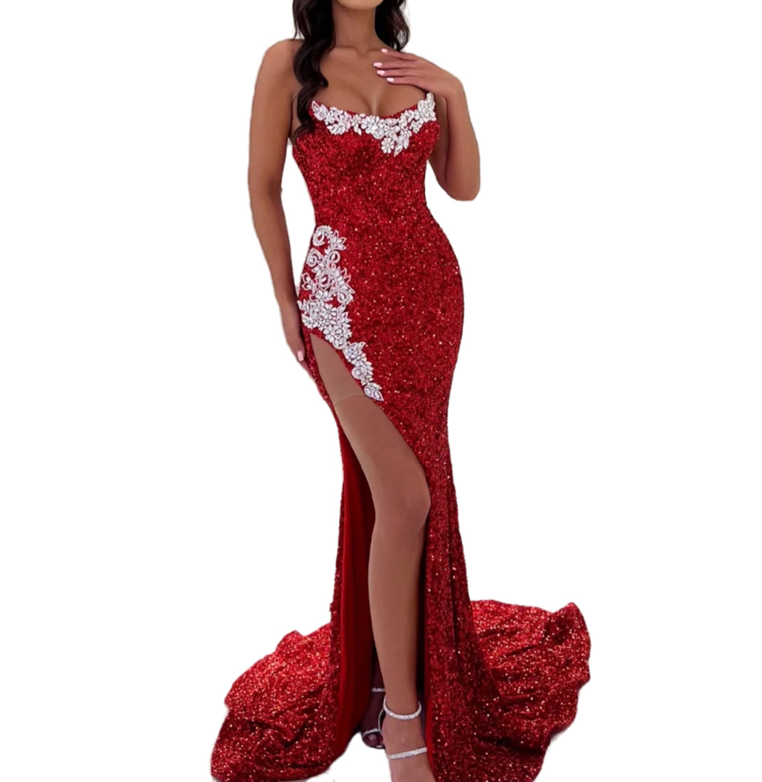 Plus Size Arabic Aso Ebi Mermaid Sequined Prom Dresses Beaded Crystals Evening Formal Party Second Reception Birthay Engagement Gowns Dress ZJ607