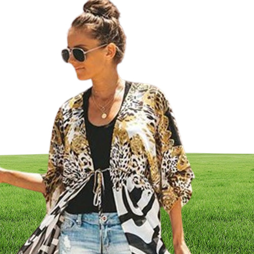 Women039s Swimwear Chiffon LeopardampZebra Short Sleeve Loose Cardigan CoverUp Women Bathing Suit Tankini Monokini Sexy 20221191455