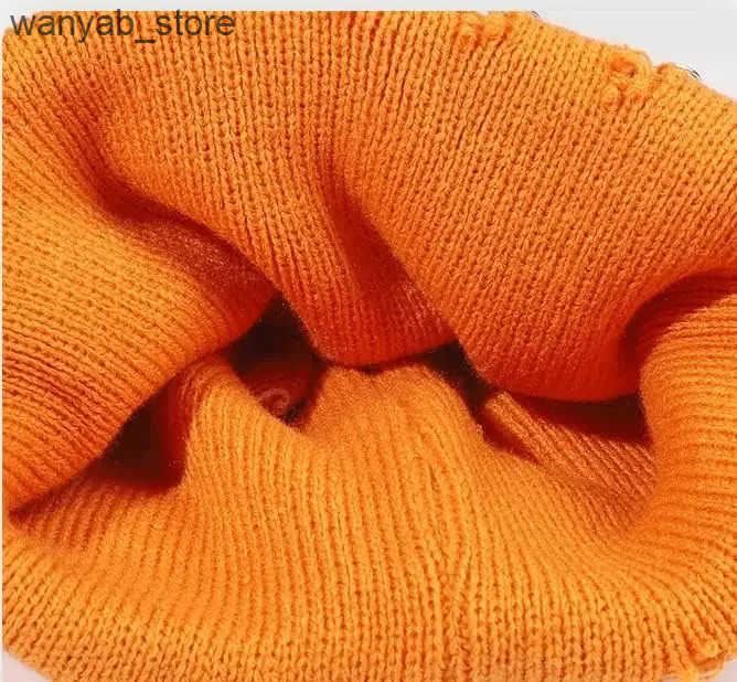 Beanie/Skull Caps Brand Oomy Womens Y2k Gothic Beanie Winter Knitted Hat Fashion Metal Ring Pin Hip Hop Street Clothing Harajuku Skull Hat L240910
