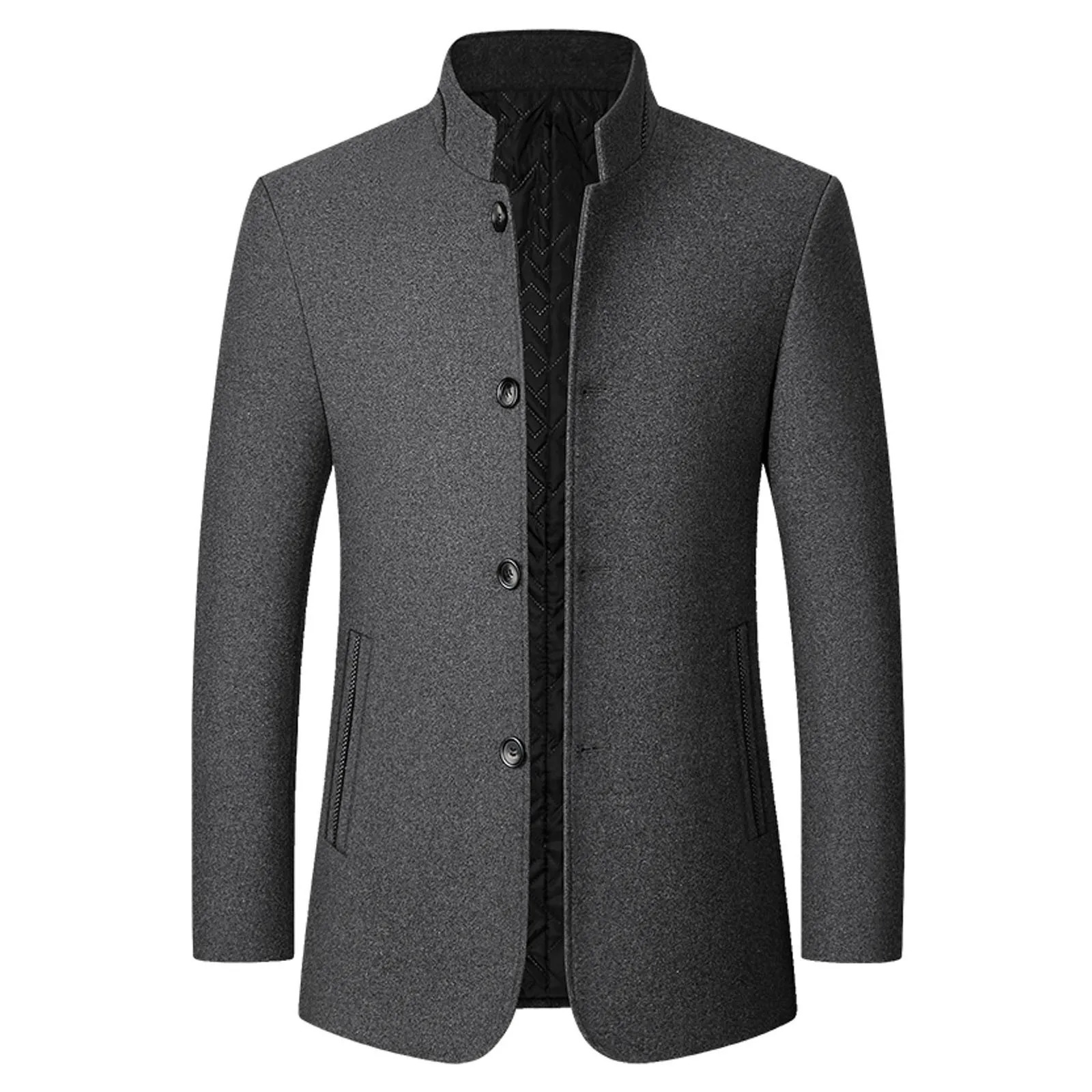 Men Cashmere Blazers Suits Jackets Standup Collar Business Casual Coats Male Slim Fit 241126