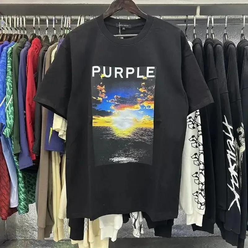 PURPLE Shirt Men Women High Street Mens T Shirts Ss White Black Tshirt Box Printing Top Tee Short Sleeve Summer Streetwear Purple Tshirts D90
