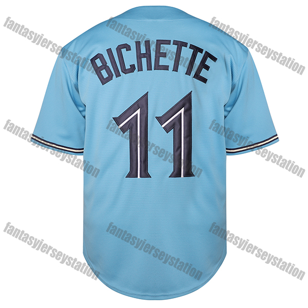 IN STOCK Mens #11 Bichette Blue Baseball Jersey, Classic Retro Letter Embroidery Design Breathable Short Sleeve T-Shirt For Training Competition