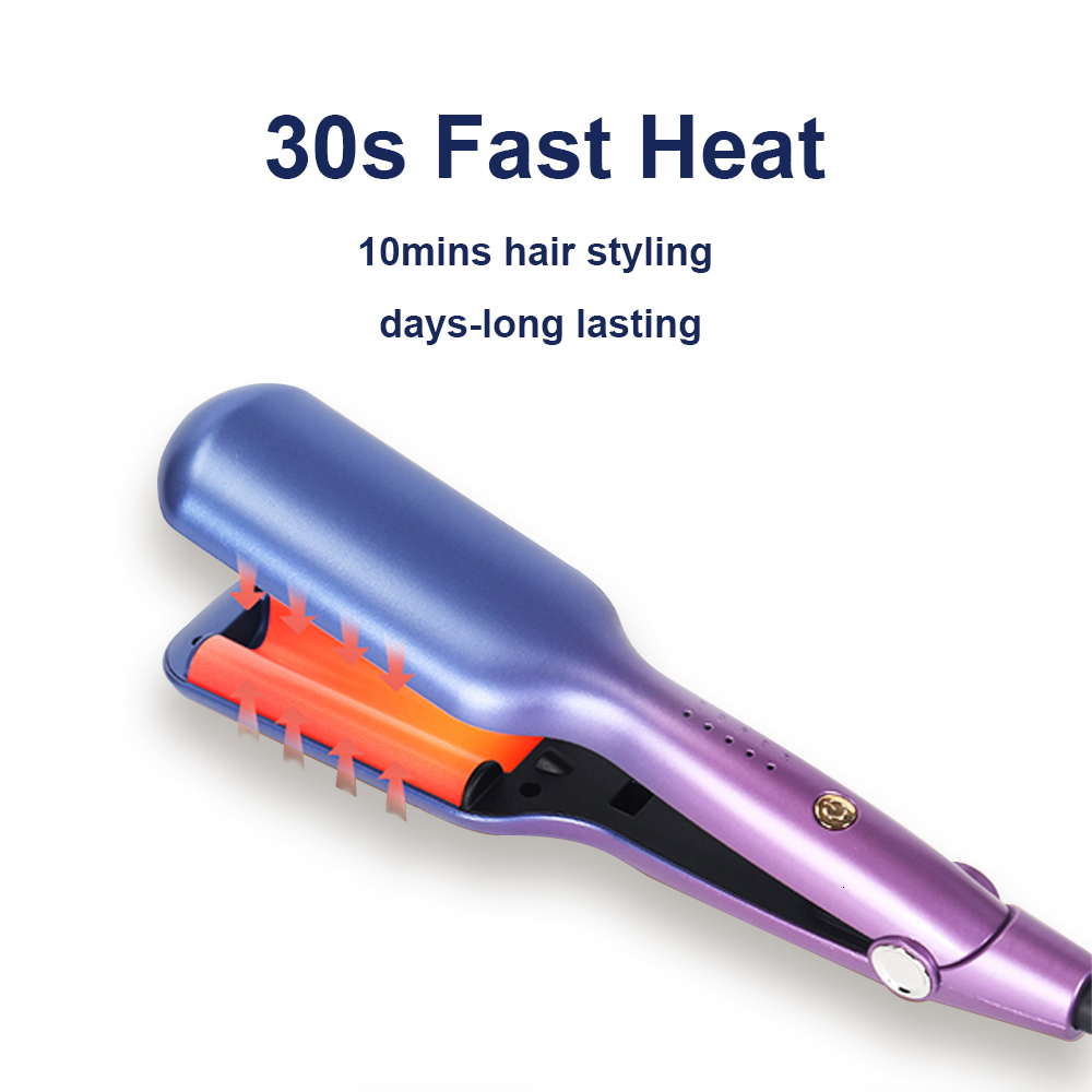 0.6 Inch / 16Mm 3 Barrel Waver Beach Waves Curg Iron Ceramic Hair Crimper Wave Curler Tool With 5 Adjustable Temperature