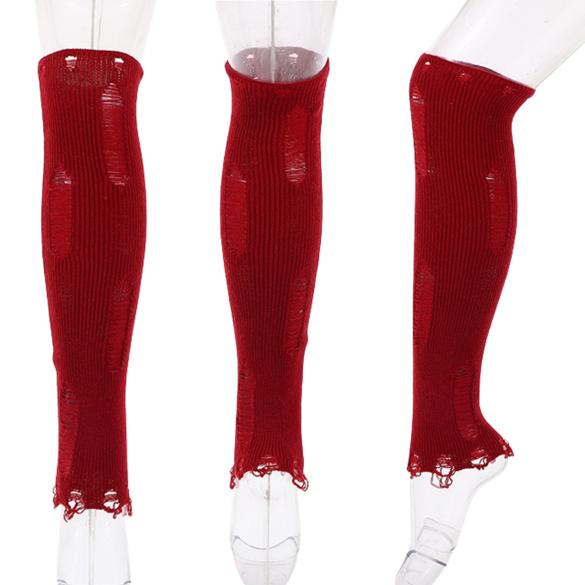 Design wool knitted pile socks thin and slimming fashionable leg covers for spicy girls Japanese JK windbreak hole personalized sock covers