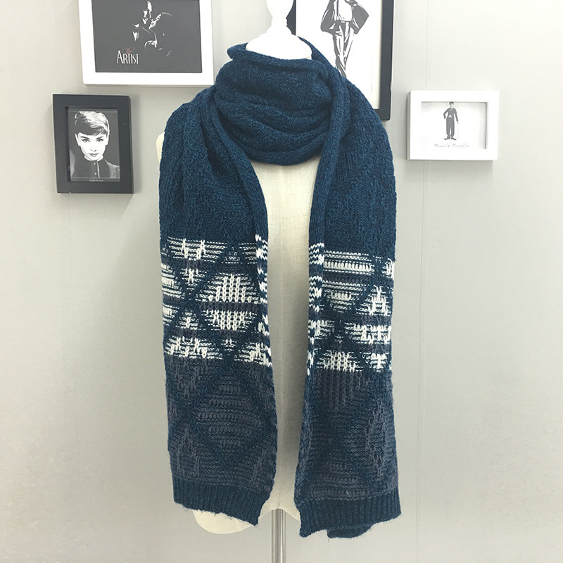 Autumn and Winter New Fashionable Warm Splicing Scarf Extended Scarf Men's Scarf Wholesale