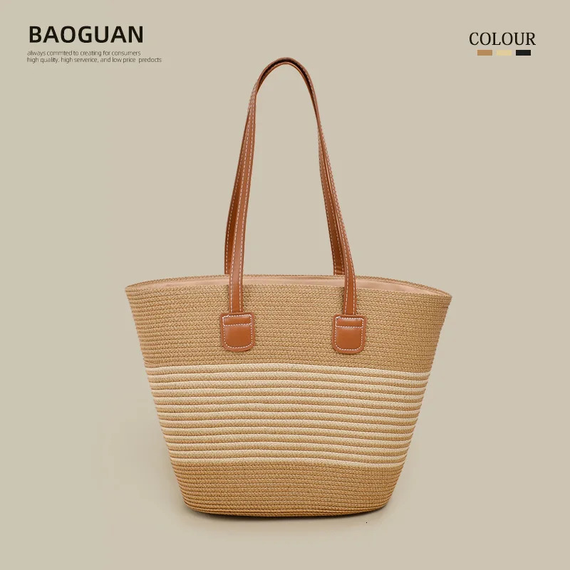 New straw woven armpit shoulder bag for women trend s striped casual bohemian trend beach women s shopping designer handbag shopping bag