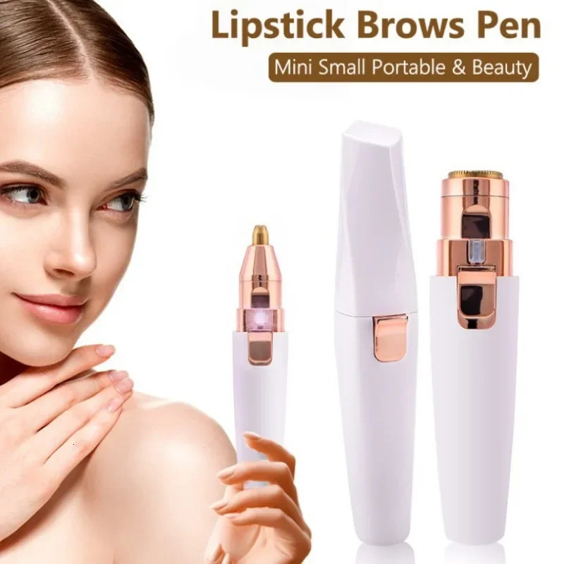 Portable 2 IN 1 Electric Epilator Eyebrow Trimmer Womens Body Facial Lip Epilator Rechargeable Mini Painless Razor Shave Shaver 241128