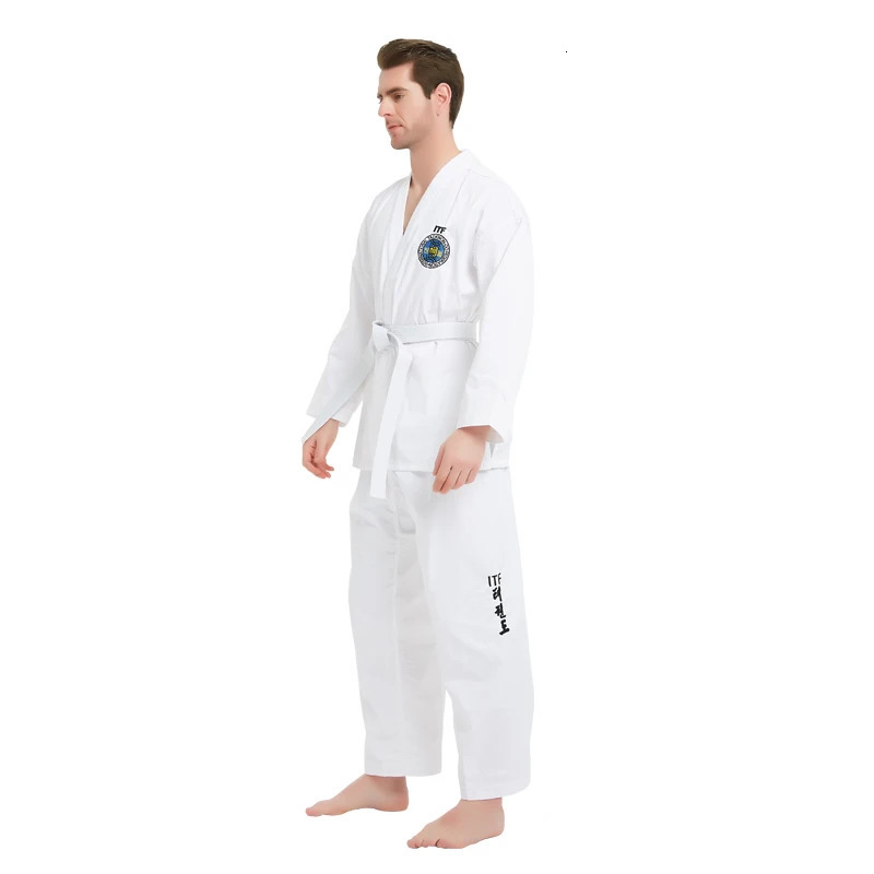 ITF Taekwondo Uniform White TKD Dobok Clothing rens Unisex Martial Arts Training Set 241127