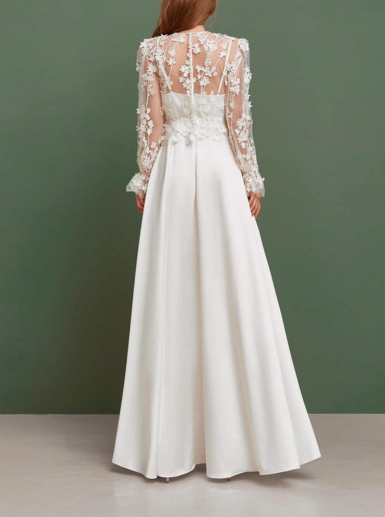 Elegant Wedding Jacket Lace 3D Flowers Bridal Cape Long Sleeves Wraps Button White Ivory Accessories Bolero Custom Made Plus Size