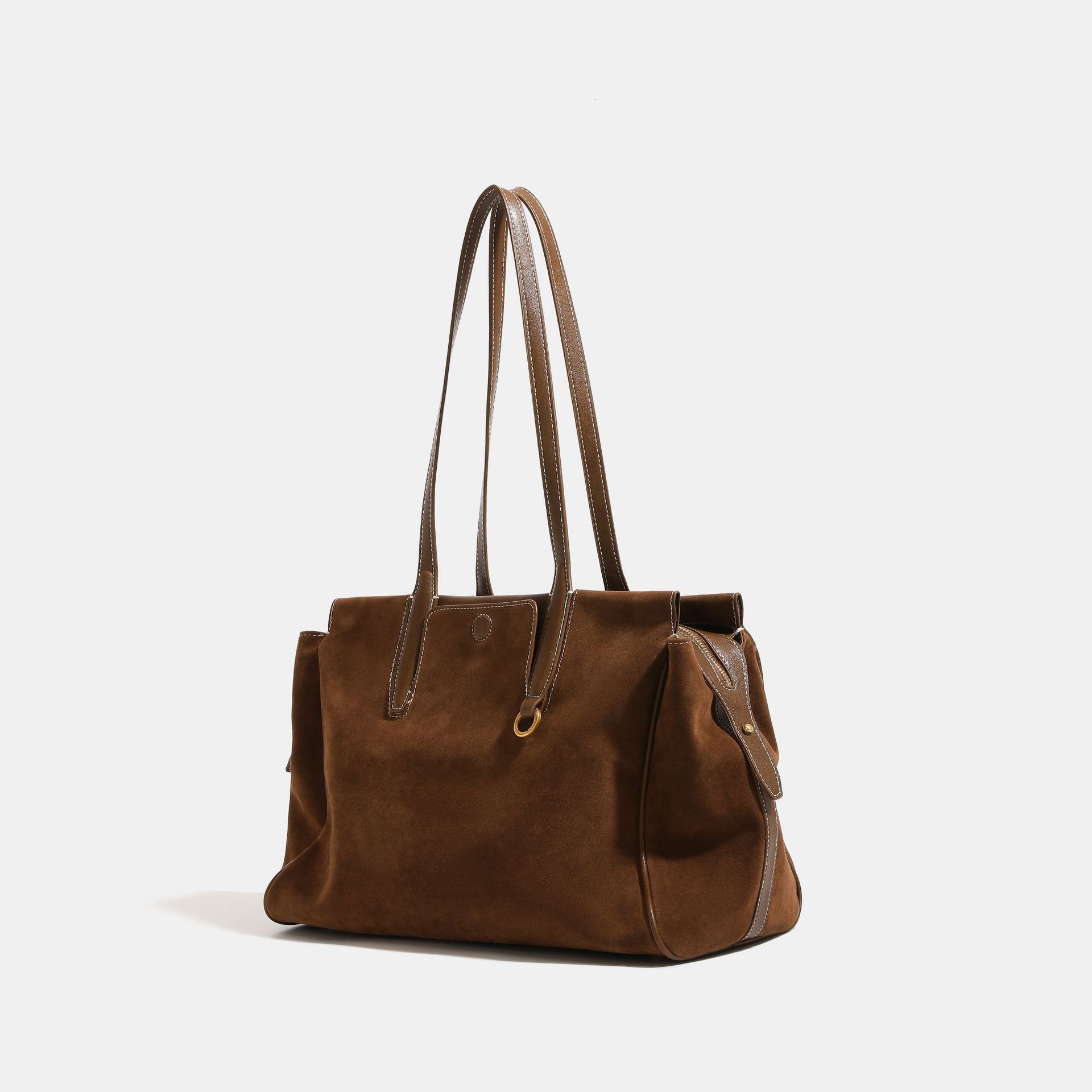 Track and see travel suede tote large capacity hand-held Boston single shoulder commuting bag for women