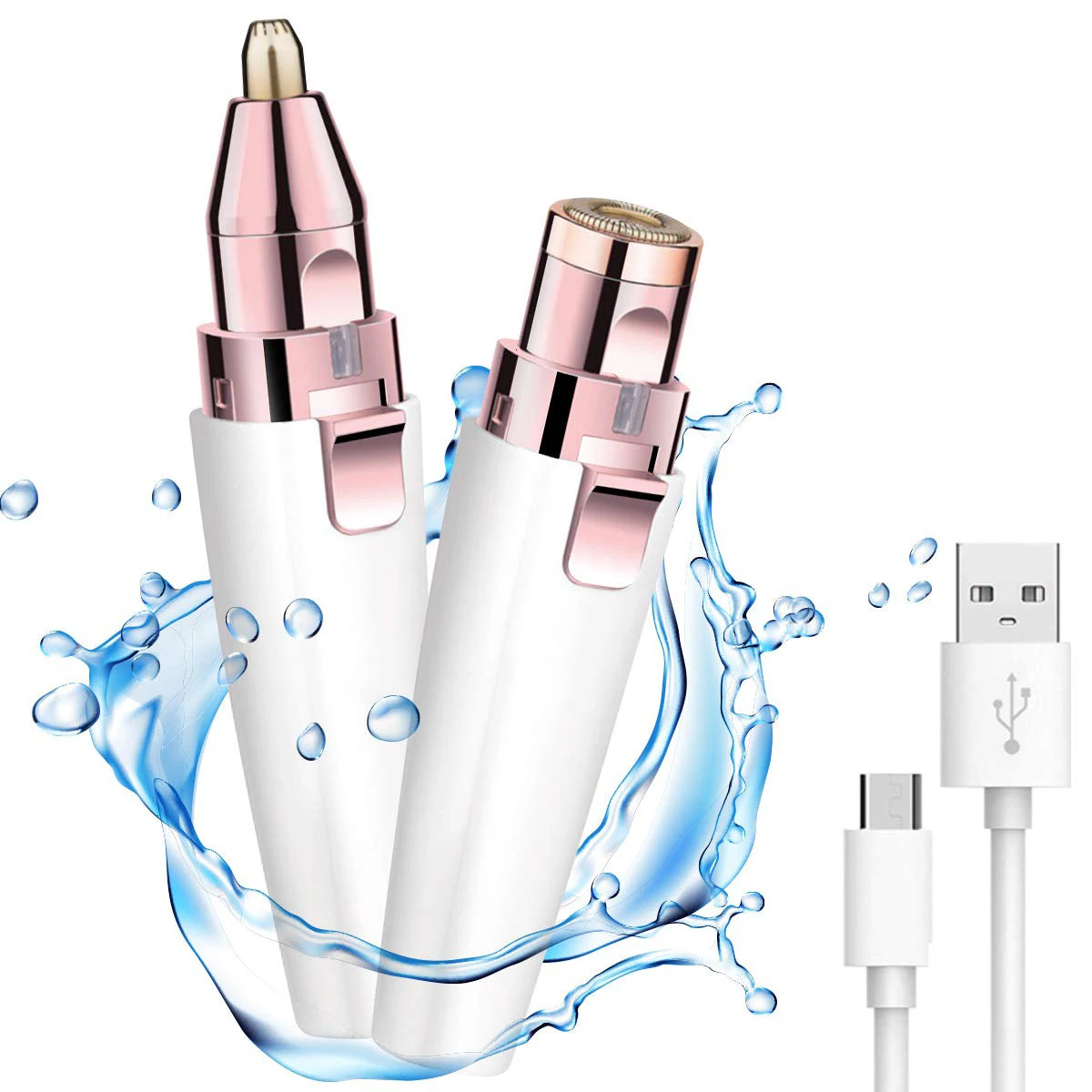 Eyebrow Trimmer 2 in1 USB Rechargeable Facial Hair Remover For Women with Built in LED Light-Remove For Facial Hair 241128