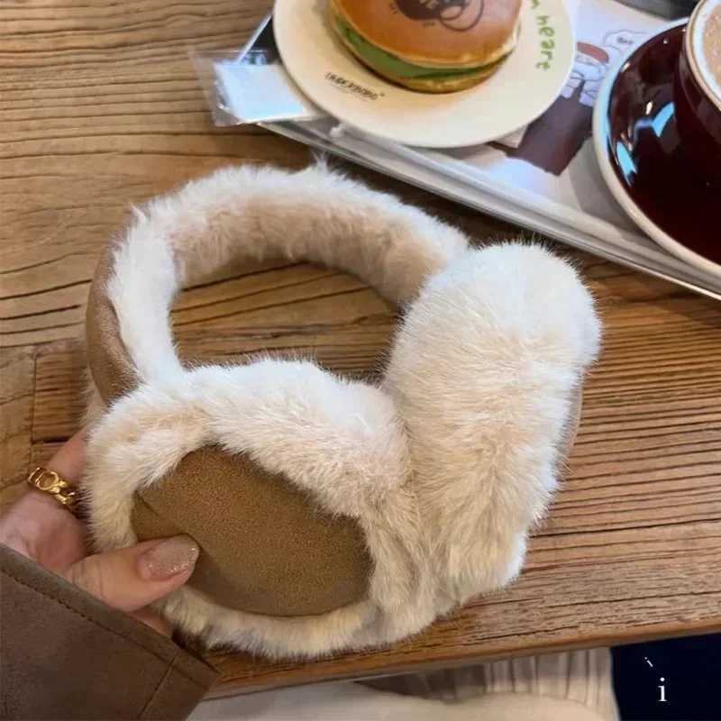 Womens wool earmuffs solid plush warm outdoor skiing bike windproof and cold proof Ffluffy earmuffs womens earmuffs winter X241128