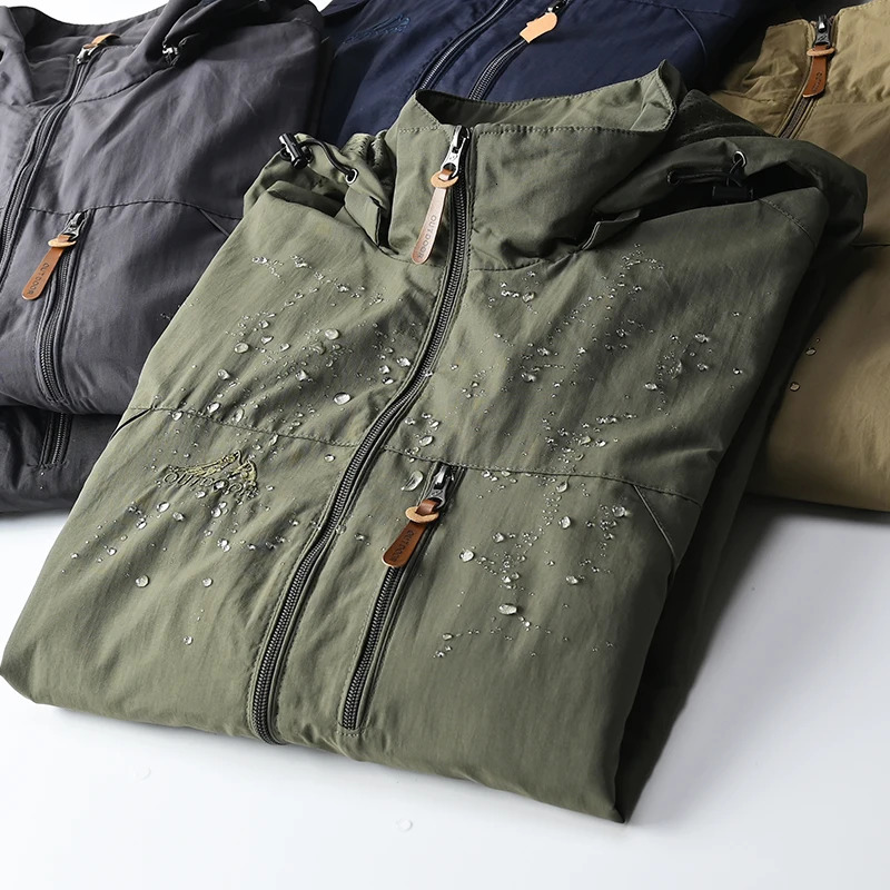 Windproof mens tactical jacket waterproof outdoor hooded sports jacket military European size S-5XL field climbing thin jacket 241127