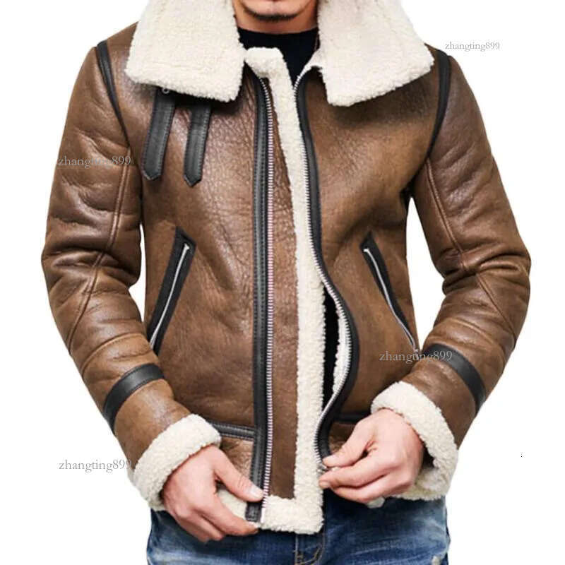 Warm Man Jacket Velvet New Fashion Men Autumn Winter Highneck Warm Fur Liner Lapel Leather Zipper Outwear Top Zipper Parka Men