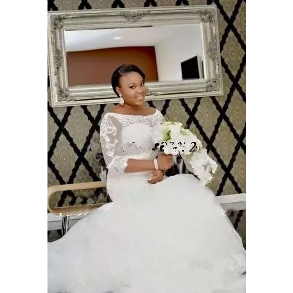 Plus African Country Dresses Wedding Size Half Sleeve Lace Appliques Off Shoulder Mermaid Bridal Gowns Covereed Button Custom Made