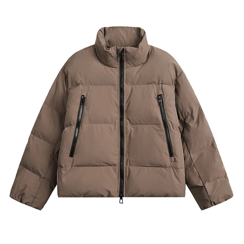 PFNW Simple Gray Stand Collar Quilted Padded Jacket Mens American Cleanfit Thick Warm Winter Cotton-padded Coat CPG2216 241127