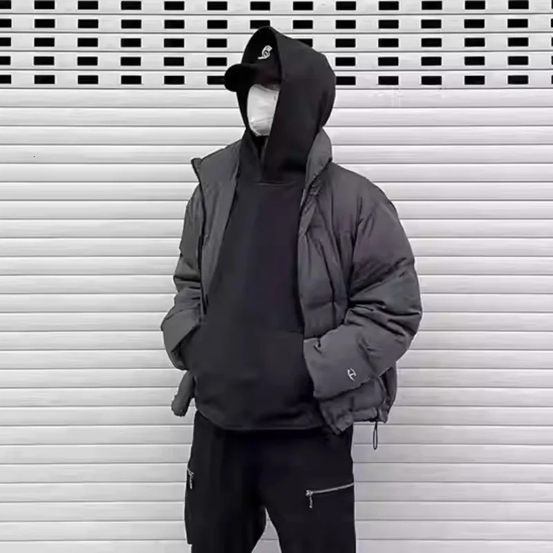 PFNW Simple Gray Stand Collar Quilted Padded Jacket Mens American Cleanfit Thick Warm Winter Cotton-padded Coat CPG2216 241127