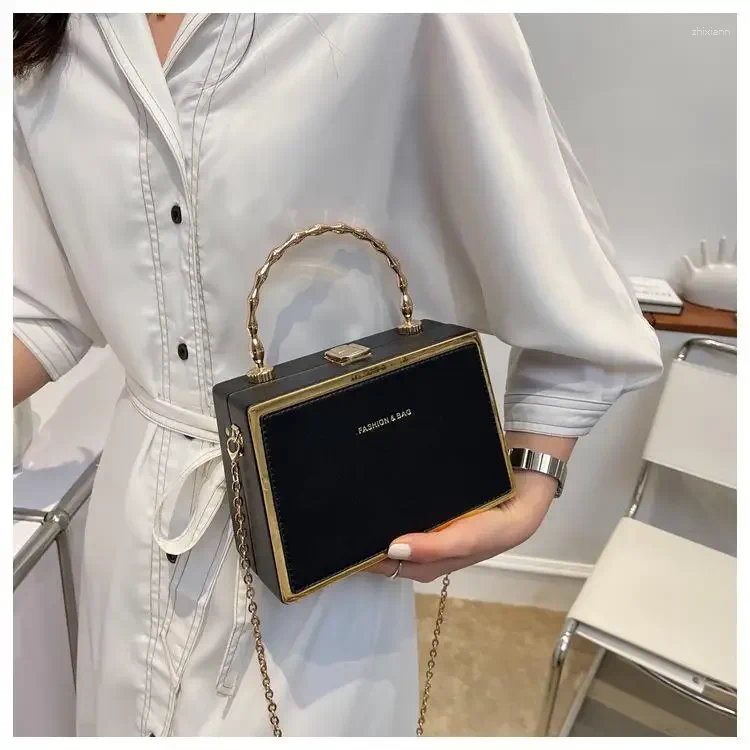 2025 NEW Totes Box Bag With Metal Handle Vintage Small Pu Leather Handbag And Purse For Women Fashion Brand Shoulder Crossbody zhanyishengli