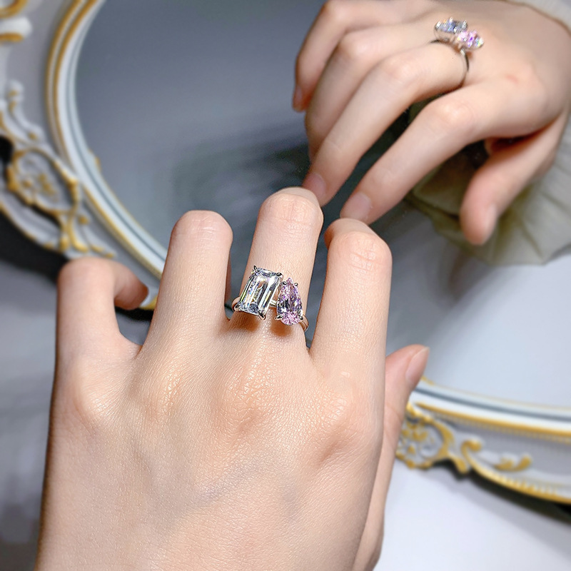 Genuine 100% S Sterling Sier Wedding Rings Jewelry Water Drop White Moissanite Dia Party Eternity Elegant Women Engagement Band Ring Gift