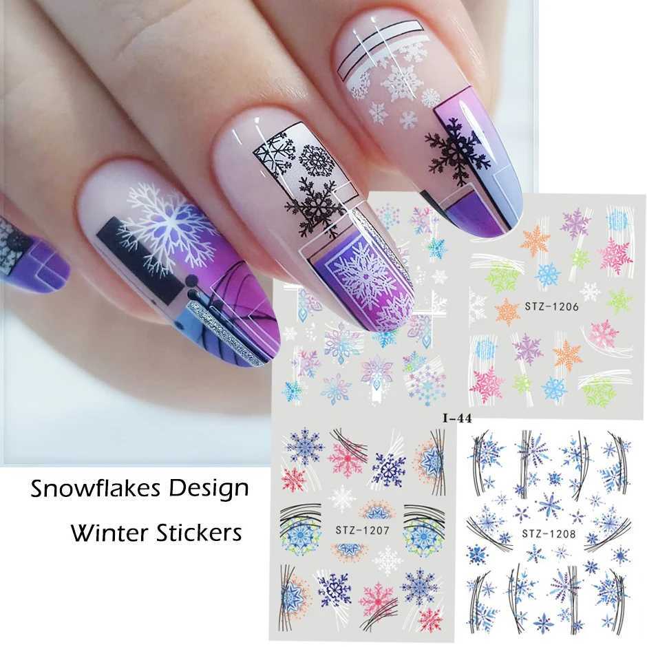 Cute Christmas Stickers Red Santa Claus Penguin Winter Human Model 4-in-1 Christmas Snowflake Leaves Waternail Stickers Tattoo DIY DecorationW241127