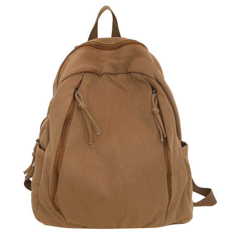 Korean casual niche canvas backpack 2024 new female fashion versatile student backpack simple and lightweight backpack