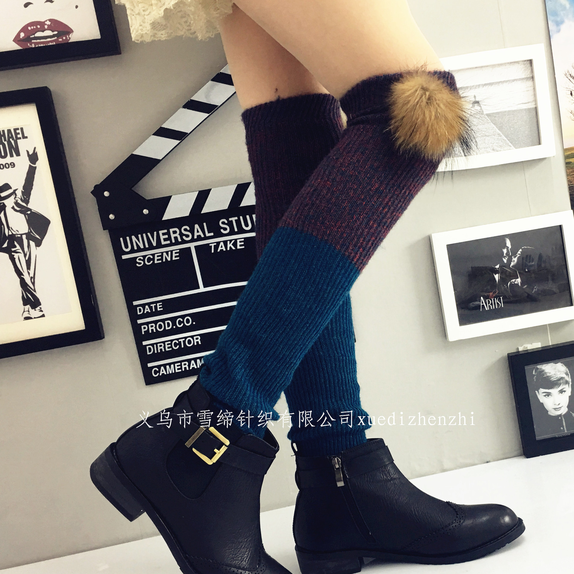 Wool style cute real raccoon ball pile socks for autumn and winter new Hanbao warm socks wholesale