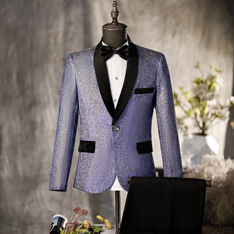 K634 Men's Elegant Two-Piece Formal Wear Set - Tailored Fit Dance Suit with Matching Trousers for Parties