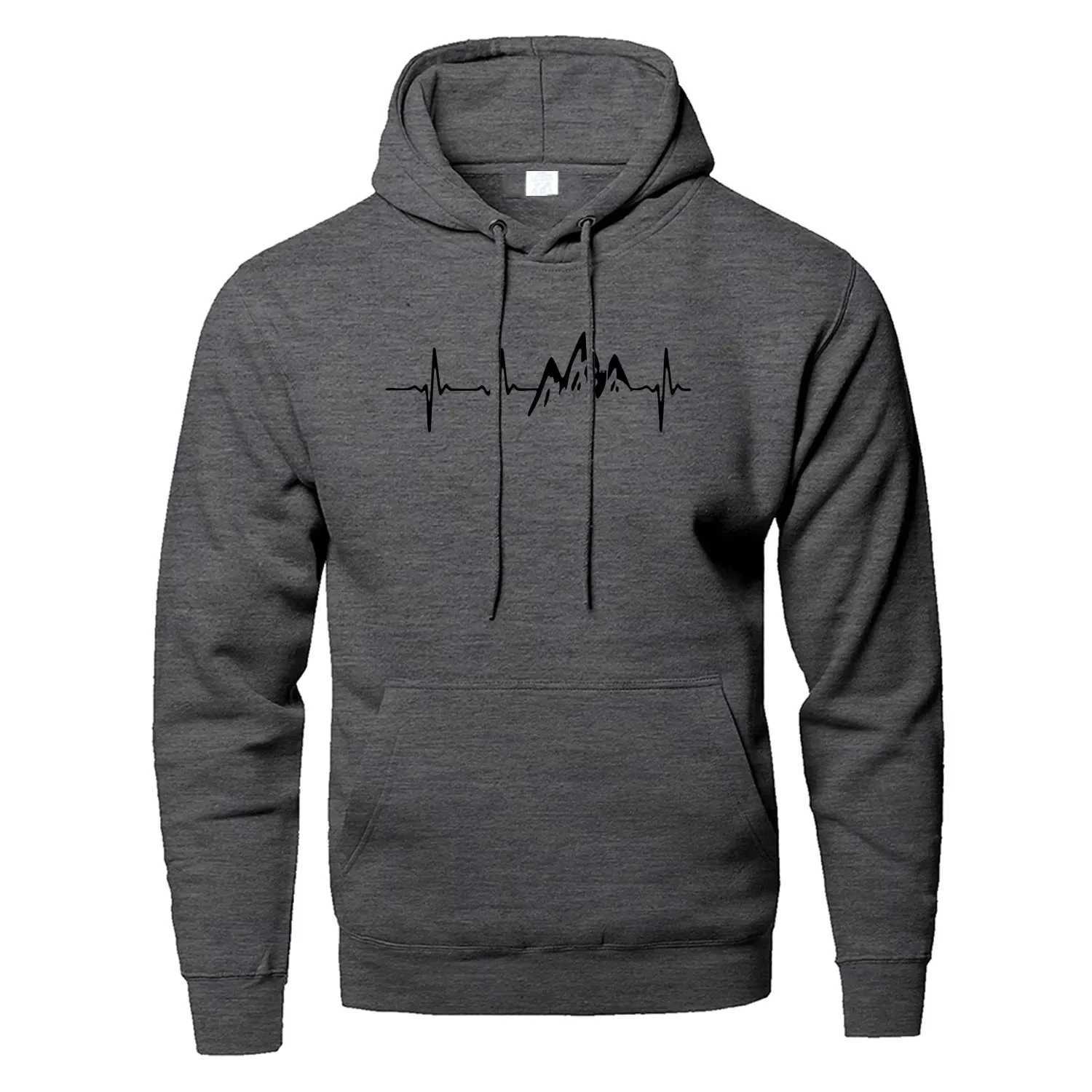 Mountain Heartbeat Hoodies for Teens Sweatshirt Autumn Long Sleeve Hooded Sweatshirt Hoodie Black Gray Sportswear XJ250621