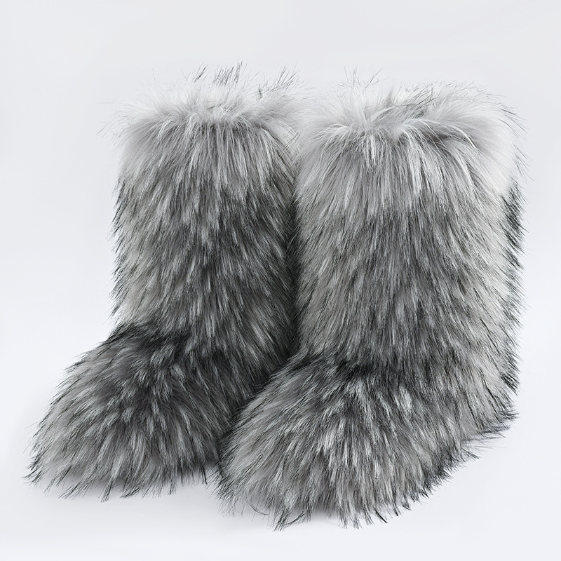2025 new fox fur boots for mens womens Snow Boots comfortable keep warm fashion black white grey blue pink red indoor outdoor trainer sneakers