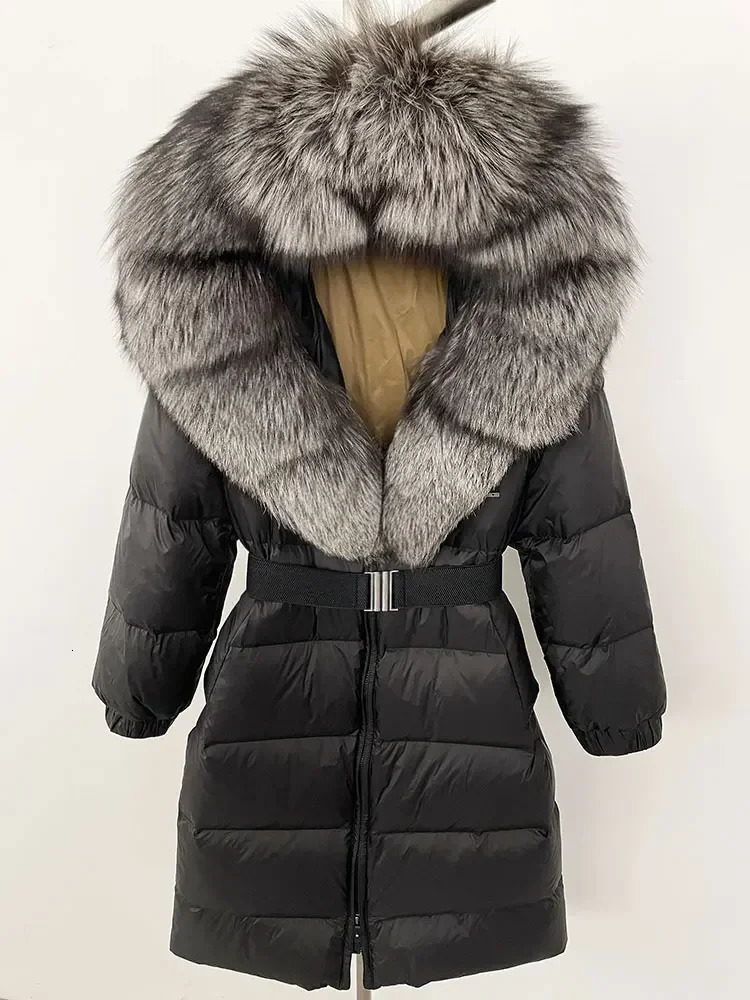 OFTBUY Long Winter Jacket Women Real Natural Fox Fur Collar Hooded Thick Warm 90 White Duck Down Coat Female Streetwear Casual 241128