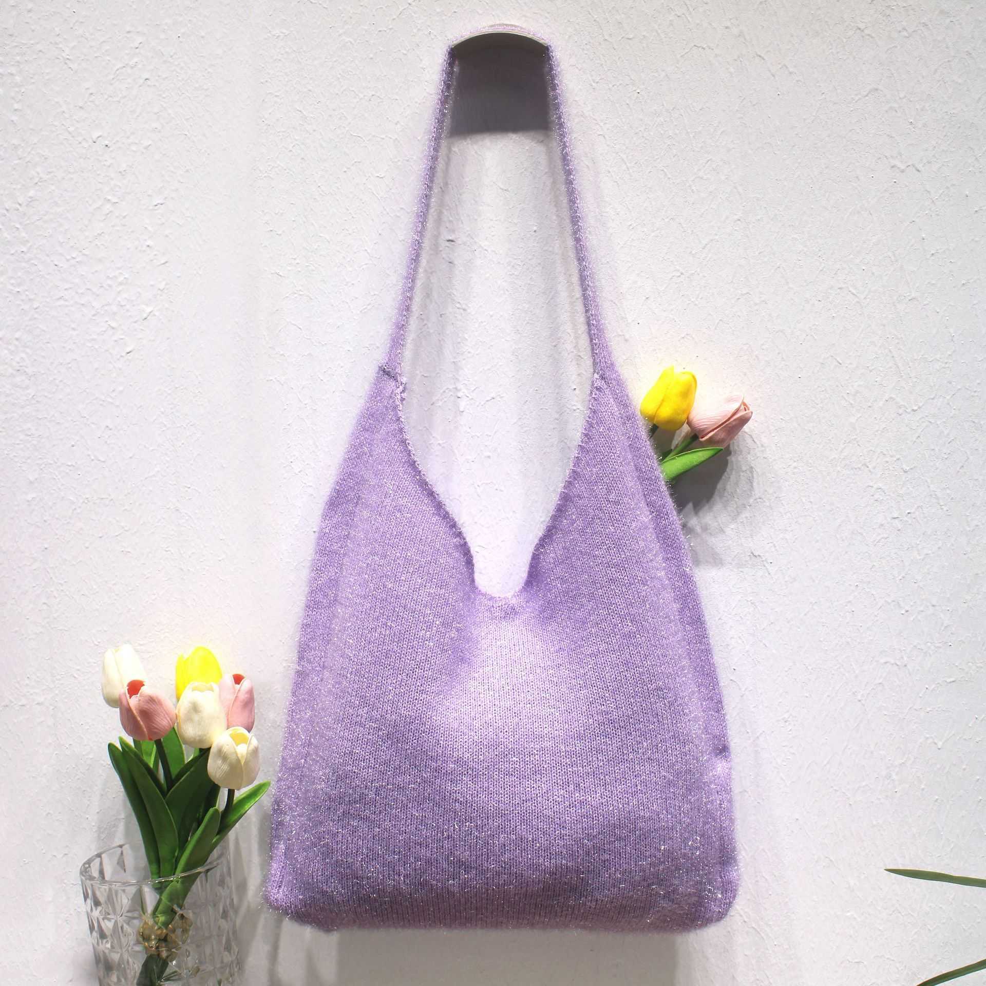 Blingbling Shoulder Bag with Large Capacity Gold Thread Bag Design, Small and Unique Handheld Bag with Magnetic Buckle in 4 Colors