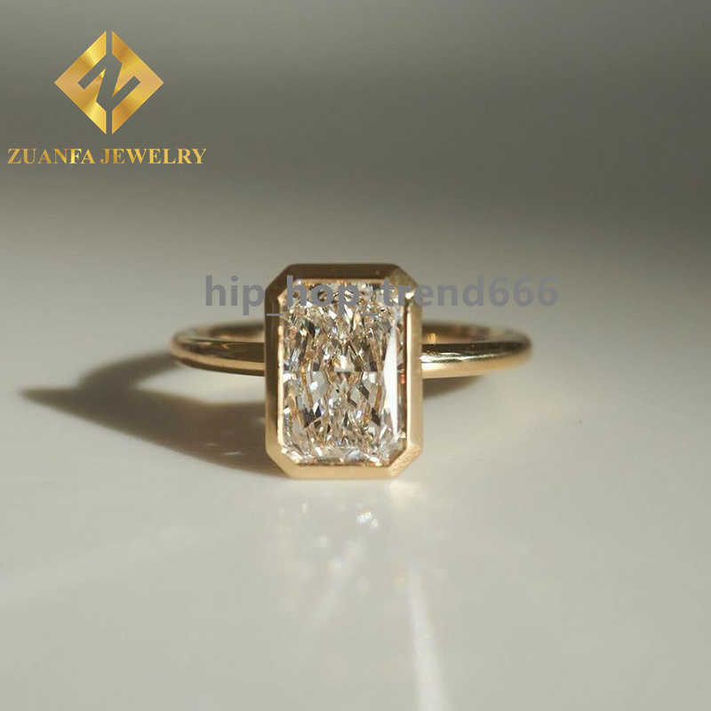 jewelry Custom crushed ice 14K Solid Gold Lab Grown Diamond Wedding Rings Lab diamonds rings Radiant Cutting Bezel Ring