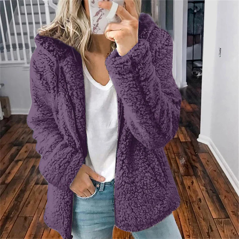 Women Plush Thickened Warm Hoodie Fashion Solid Color Cardigan Hooded Sweatshirt Winter Female Comfortable Casual Outerwear 5XL 241127