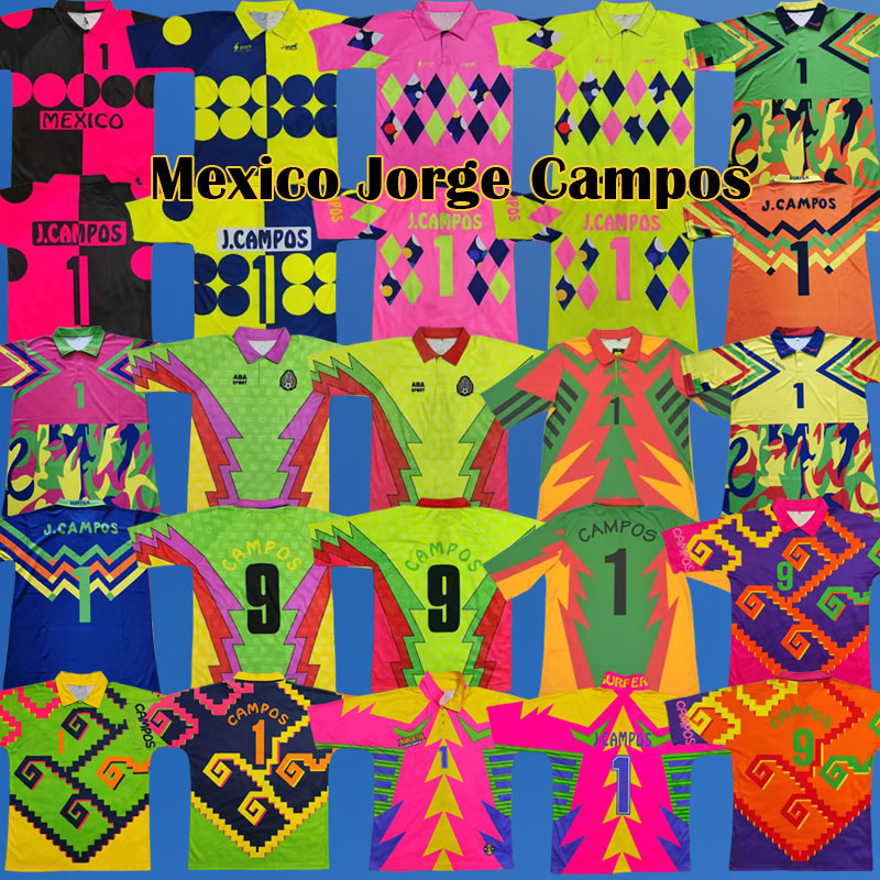 Retro Jorge Campos Soccer Jerseys El inmortal Football Shirts Goalkeeper Kit Navarrete bright kits contributed goalie shirts mexico goalkeeper jersey tops