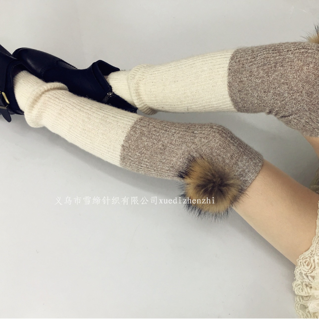 Wool style cute real raccoon ball pile socks for autumn and winter new Hanbao warm socks wholesale