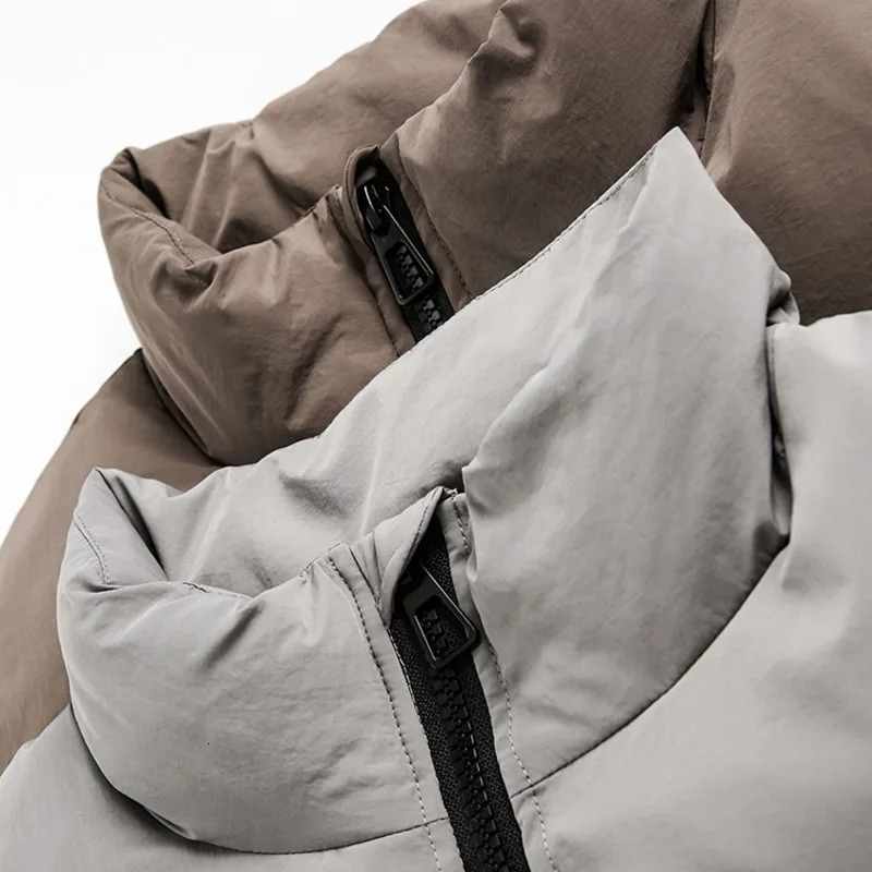 PFNW Simple Gray Stand Collar Quilted Padded Jacket Mens American Cleanfit Thick Warm Winter Cotton-padded Coat CPG2216 241127