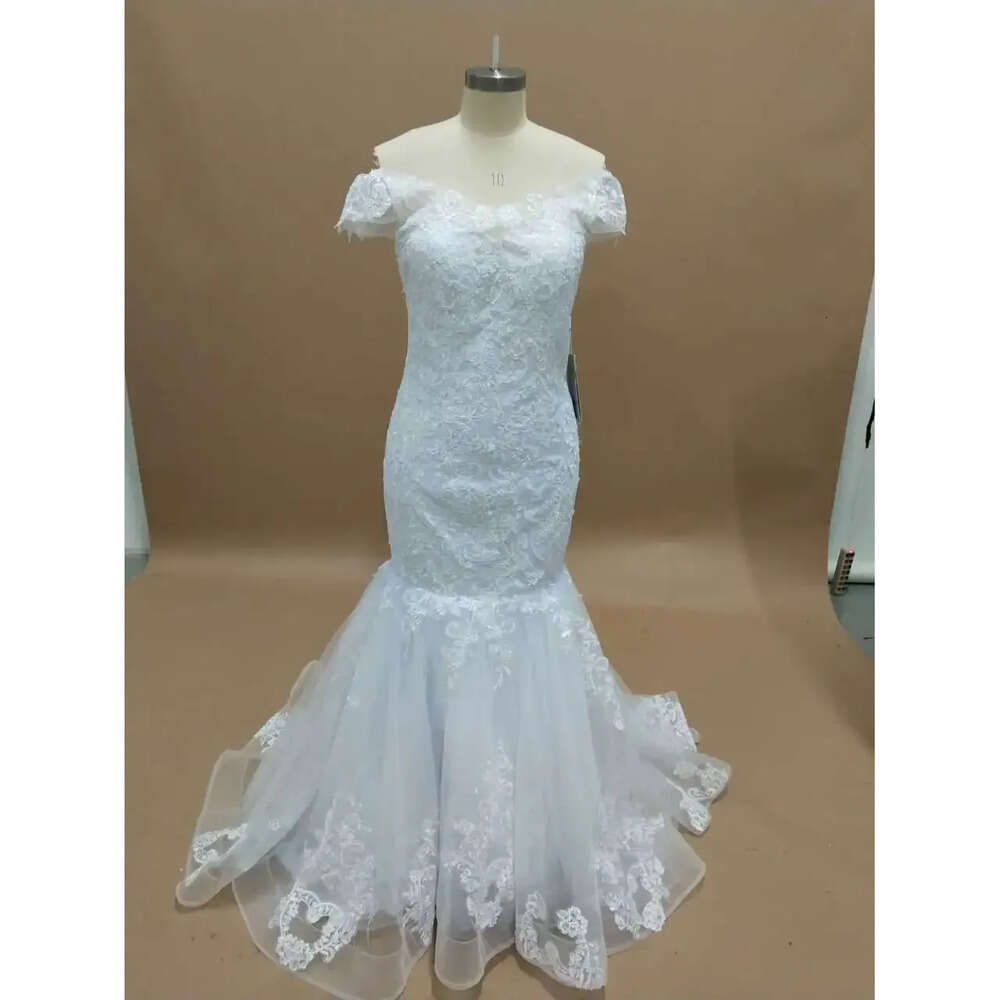 Mermaid Wedding Lace Dresses Romantic Elegant Off Shoulder Sweetheart Tulle Appliques Bridal Gowns Backless Robes De Mariage Bc