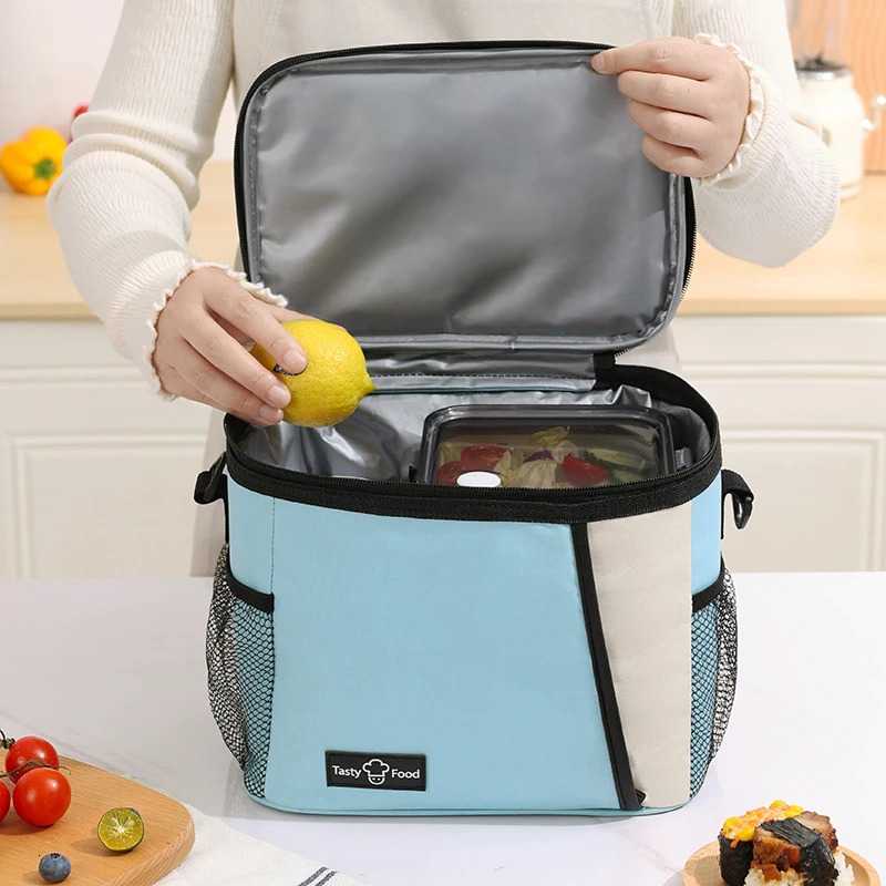 Portable Lunch Bag Food Thermal Box Durable Waterproof Office Cooler Lunchbox with Shoulder Strap Picnic for Couples Unisex 241127