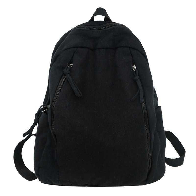Korean casual niche canvas backpack 2024 new female fashion versatile student backpack simple and lightweight backpack