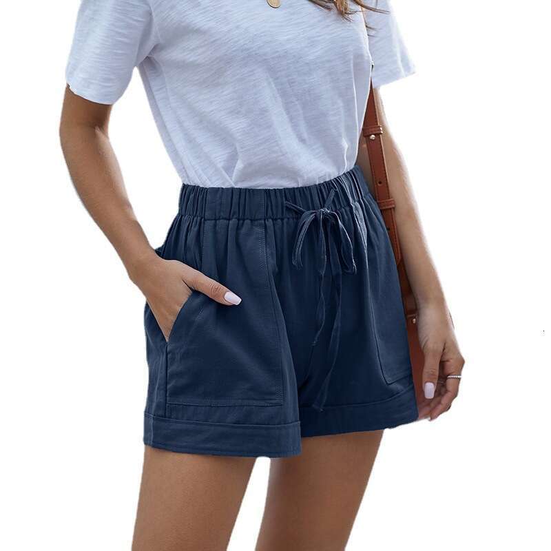 Casual Wide Leg Loose Shorts For Summer, New European American Women's High Waist And Tight Ties, Trendy Clothing With Fashionable Temperament B3