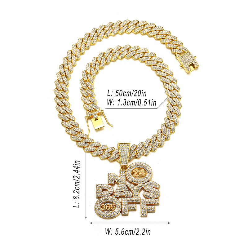 Hot Sale Hip Hop Pendant Diamond Cuban Chain Necklace Alloy Full Diamond Pendant Necklace